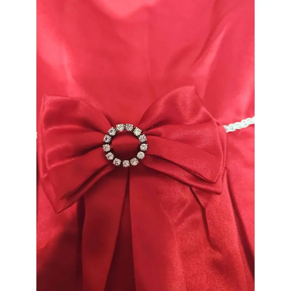 La Princess Red Satin Bow Embellished Formal Dress Size 36 Months 3T - Picture 2 of 9